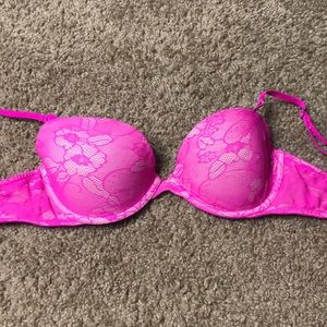 PINK Hot Pink Lace Bra